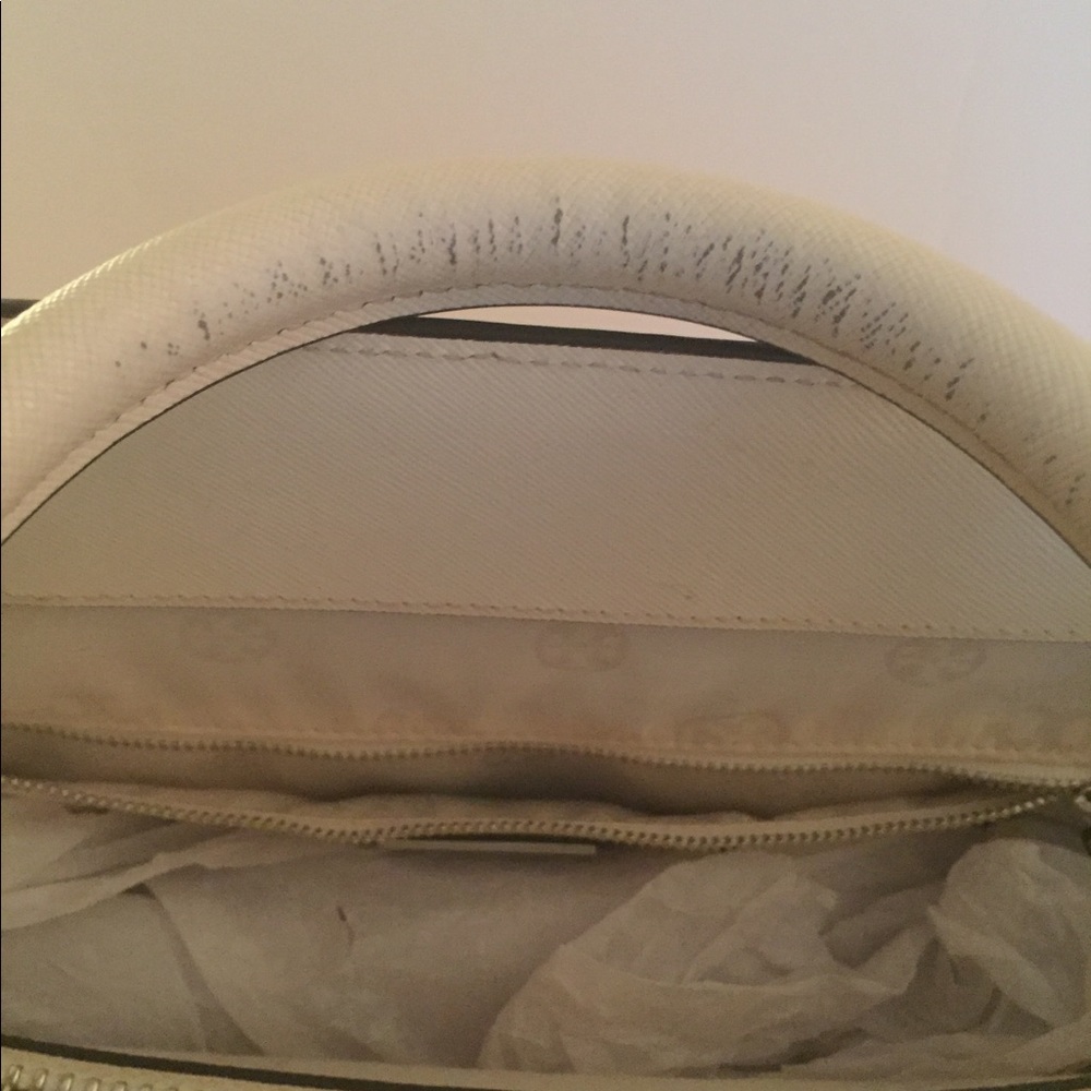 Tory Burch tote purse white with navy & snake - Picture 5 of 8